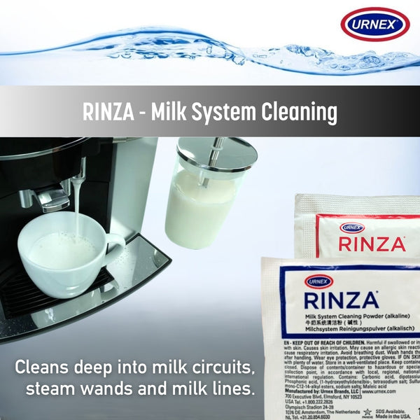 Rinza - Cleans deep into milk circuits, steam wands and milk lines.