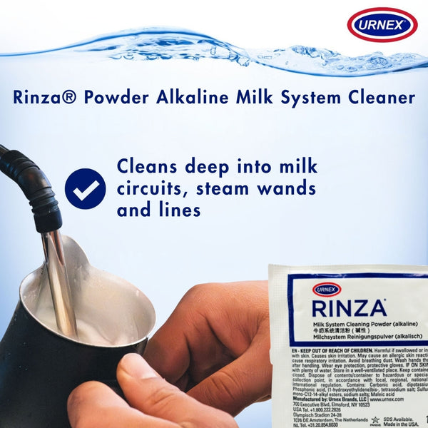 Rinza Alkaline Sachet in Use – Milk System Cleaner | Urnex UK
