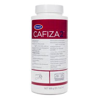 Front view of Cafiza2 espresso cleaning powder – 900g tub
