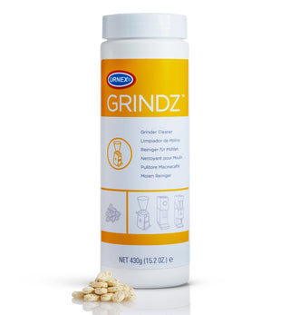 Coffee grinder burrs cleaned with Grindz cleaning tablets