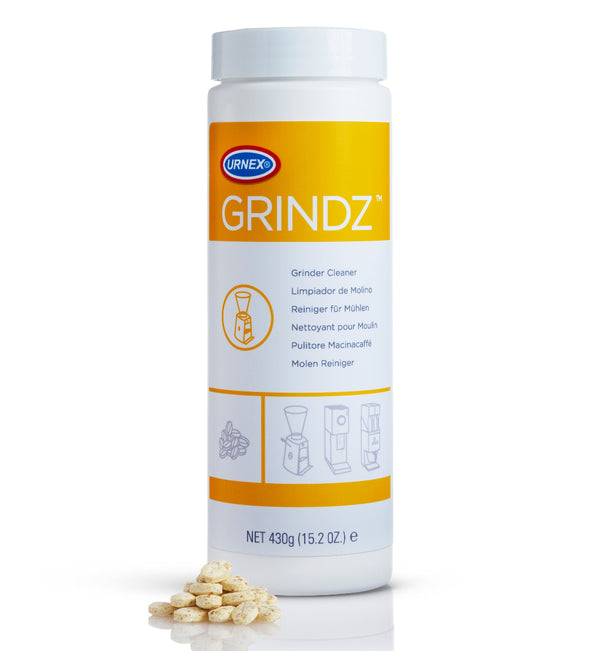 Coffee grinder burrs cleaned with Grindz cleaning tablets